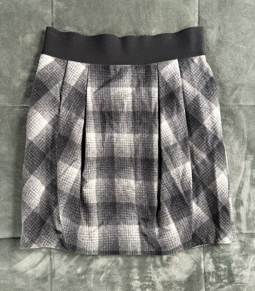 Adam Lippes NYC Black Gray Wool Plaid Skirt Dark Academia Sz 10 NWT $295 MSRP